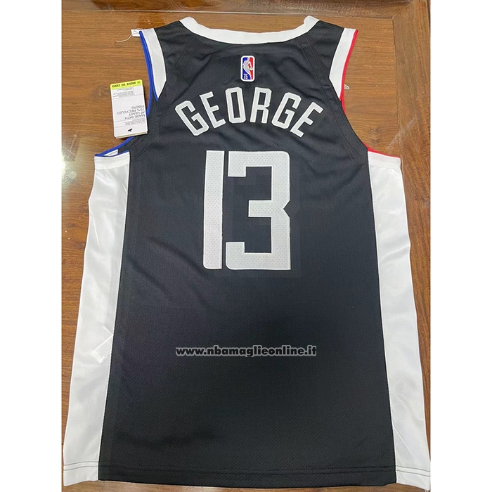 Maglia Los Angeles Clippers Paul George #13 Citta 2020-21 Autentico Nero